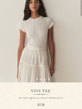 Dôen Vivi tee White Pointelle Knit Top small nwt